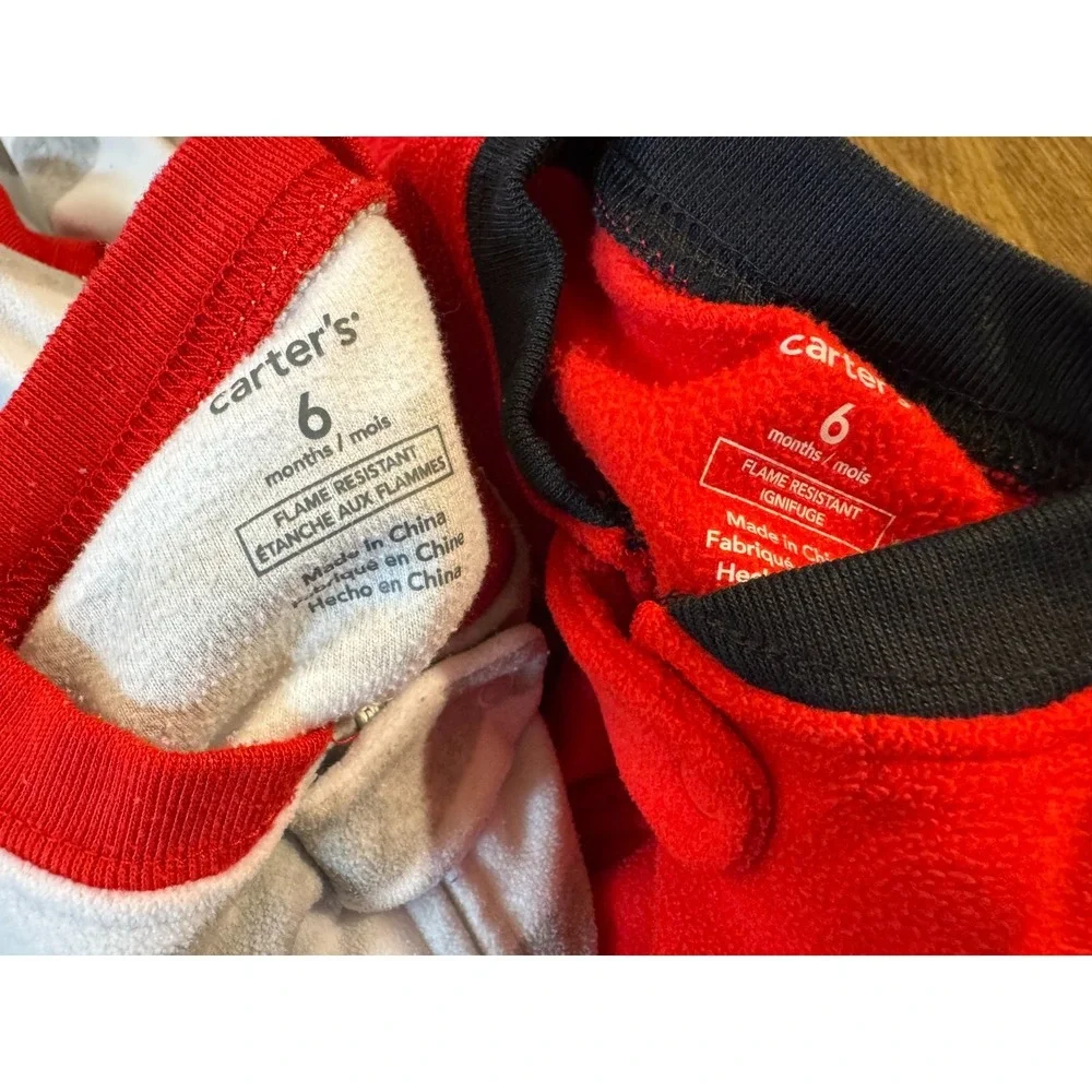 Carters Baby Boy 6 Months Sleepers Holiday Christmas Fleece Pajamas Outfit Santa